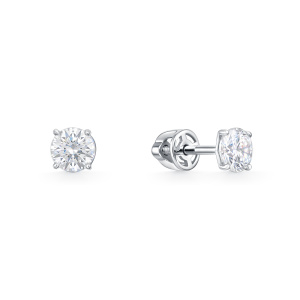 Пусеты из белого золота с выращенными бриллиантами